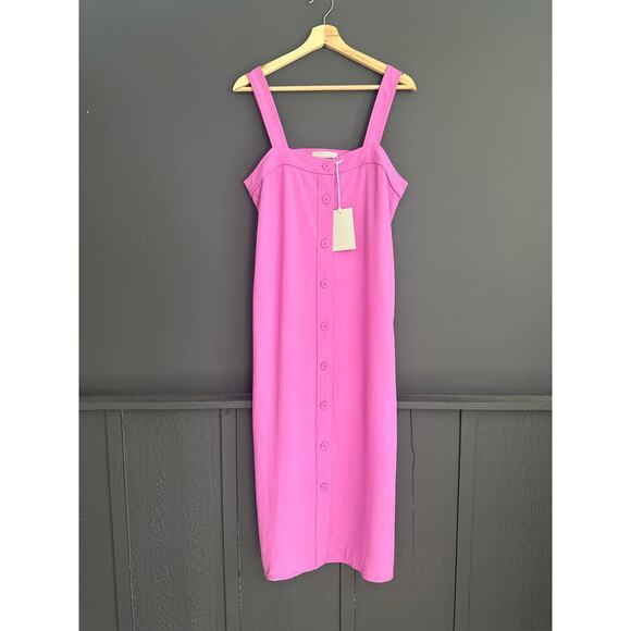 Everlane The Japanese Goweave Picnic Midi Dress Purple Fuchsia NEW Size 8 - Picture 5 of 14